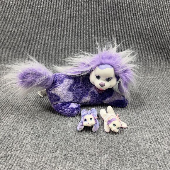 Puppy Surprise Moma‎ Tessa Mo Purple Dog 12" Plush with 2 Puppies Inside Pouch - Picture 1 of 16